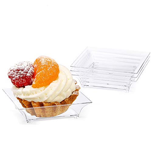Kingrol 150 Count Plastic Dessert Plates, Mini Mini Mini Disposable Square Plates for Desserts, Appetizers, Sauces, Tastings | The Storepaperoomates Retail Market - Fast Affordable Shopping
