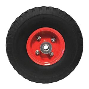 EZ Travel Collection, Heavy Duty Flat Free 10″ Tire Wheels, Extra Wide Tires for Wagon, Dolly, Hand Truck, and Cart (Red)
