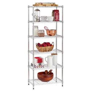 HSS 6-Shelf Wire Shelving Convertible Rack with Shelf Liners, Assembled as One 6-shelf Rack 13.4″Dx23.2″Wx59″H or Two 3-shelf Rack 13.4″Dx23.2″Wx30″H, Chrome