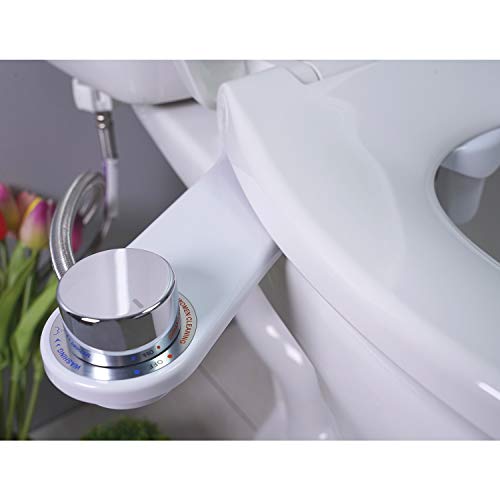 Hibbent 2 Pack Bidet Attachment Non-Electric Mechanical Fresh Water Spray Bidet Toilet Attachment with Self Cleaning Nozzle, Easy to Install in White with Gold-plated and Chrome finished Knobs | The Storepaperoomates Retail Market - Fast Affordable Shopping