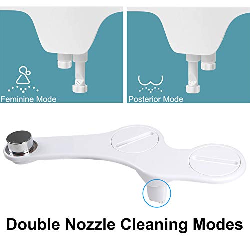 Hibbent 2 Pack Bidet Attachment Non-Electric Mechanical Fresh Water Spray Bidet Toilet Attachment with Self Cleaning Nozzle, Easy to Install in White with Gold-plated and Chrome finished Knobs | The Storepaperoomates Retail Market - Fast Affordable Shopping