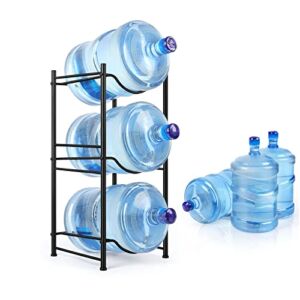 Water Cooler Jug Rack Water Bottle Holder 3 Tier Water Bottle Storage 3/5 Gallon Water Cooler Rack Heavy Duty Rack Save Space for Home Office Kitchen, Black