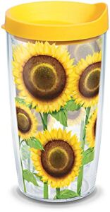 Tervis Sunflowers Tumbler with Wrap and Yellow Lid 16oz, Clear