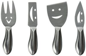 Prodyne Happy Face Cheese Knives, Set of 4, Silver