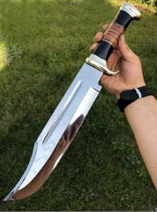 SHINY CRAFTS | Handmade Forged Crocodile Dundee Knife,Fixed Blade Knife,Full Tang Bowie Knife,Hunting Knife,Camping Knife,Knife with Leather Sheath