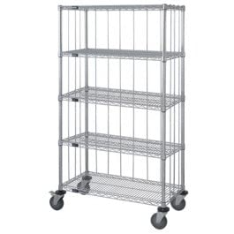 Rods & Tabs Enclosure Cart with 4 Chrome Wire Shelves – 63 in.