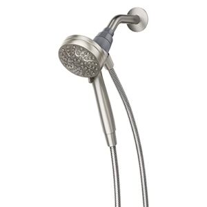 Moen Engage Magnetix Spot Resist Brushed Nickel 3.5-Inch Six-Function Eco-Performance Handheld Showerhead with Magnetic Docking System, 26100SRN