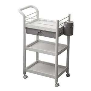 LJBP Gray Rolling Commercial Service Trolley, Heavy Duty Medical Carts for Beauty Salon/Laboratory, Easy Assemble
