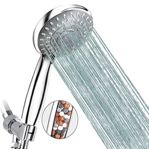 Filtered Shower Head High Pressure: INAVAMZ 5 Settings Shower Head with Filter For Hard Water Come with Bracket 59″ Long Hose and Replaceable Filter Cartridge, Remove Chlorine and Harmful Substances