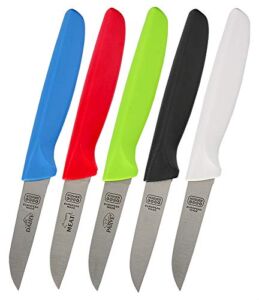 Paring Knife 5-Piece Set – 3 inches – Sharp Kitchen Knife – Ergonomic Handle, Pointed Tip – Color Coded Kitchen Tools by The Kosher Cook