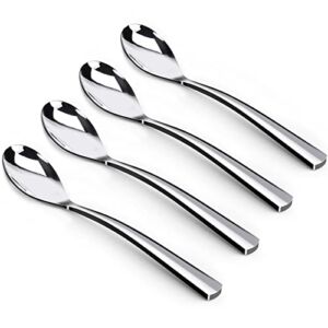 Coffee Spoons ,4-Piece GLAMFIELDS Teaspoons with a Long Handle, 6.1″Demitasse Espresso Spoons Set Food Grade Stainless Steel Small Serving Spoons for Dessert