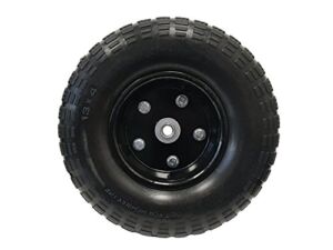 13″ Flat Free Hand Truck Tire and Wheel with 5/8″ Center Shaft Hole (Glossy Black Hub)