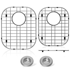 2Pack Sink Protector Grid 13″x16″and 11.2″x14.5″, 304 Stainless Steel Sink Protectors for Kitchen Sink, Rust Resistant Metal Kitchen Sink Grid with 2Pack Sink Strainers (Rear Drain/4Pack)