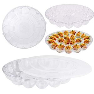 [2PK] Devil Egg Trays With Lid For Party| Deviled Egg Containers/Platter/ Holder/Carrier With Lid| Party, Transport, Stack| Holds 15-20 Eggs| Disposable Reusable| Upper Midland Products