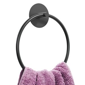 Matte Black Bathroom Towel Ring – SUS304 Stainless Steel Bathroom Towel Rack, Susswiff Adhesive Wall Mounted Hand Towels Holder, Towel Hanger for Bathroom Organizer, Kitchen Storage