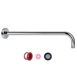 Chrome Shower Extension Arm and Flange, 16 Inch Stainless Steel Extra Long Arm with Check Valve for Rain Shower Head, Universal Showering Components Straight Wall-Mounted