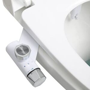 Bidet Attachment for Toilet Seat, Fiomer Non-Electric Bidet Self Cleaning Dual Nozzle Adjustable Water Pressure (Feminine/Rear Wash), RV Bidet, Add for Toilet Bidet Seat Attachment, White/Silver