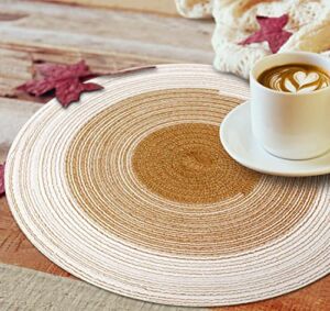 YIGEYIGE Round Placemats Set of 4, The Place Mats is Suitable for Holiday Parties, Family Gatherings and Daily Use,14.2” (Coffee, 4)