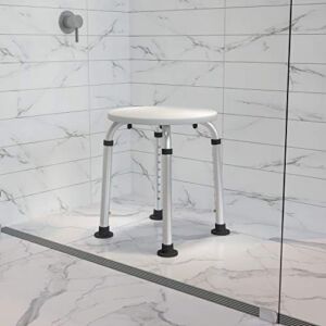 Flash Furniture HERCULES Series Tool-Free and Quick Assembly, 300 Lb. Capacity, Adjustable White Bath & Shower Stool