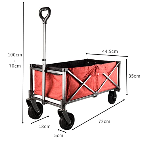 UYBAG Garden Trolley with Wheels Heavy Duty Foldable Pull Wagon Hand Cart Collapsible Garden Cart with Cup Holders and Adjustable Handle for Beach, Camping, Weeding and Outdoor,Red | The Storepaperoomates Retail Market - Fast Affordable Shopping