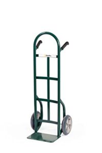 HaulPro Heavy Duty Hand Truck with Double-Grip Handle – Steel Dolly Cart for Moving – 800 Pound Capacity – 10″ – Rubber Wheels – 50″ H x 18.5″ W with 14″ x 9.5″ Nose Plate – Green