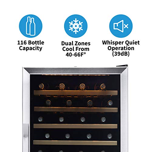 NewAir AWR-1160DB Premier Gold Series 116 Bottle Built-In Wine Cooler, Stainless Steel/Black | The Storepaperoomates Retail Market - Fast Affordable Shopping