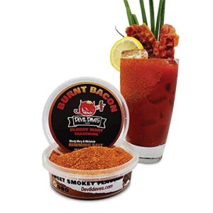 Burnt Bacon BBQ Rimmer for Bloody Marys, Micheladas, Caesar – Smokey bold not spicy Cocktail rim salt | Handy container snap top lid