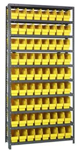 Quantum Storage 1275-201YL Store More Steel Shelving Unit with 6″ Shelf Bins, 12″ D x 36″ W x 75″ H, Yellow