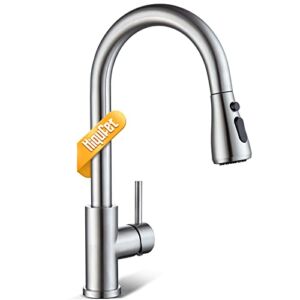 Hiqufet Kitchen Faucet with Pull Down Sprayer Brushed Nickel, High Arc Single Handle Kitchen Sink Faucet, Commercial Modern Farmhouse rv Stainless Steel Kitchen Faucets, Llave de fregadero de cocina