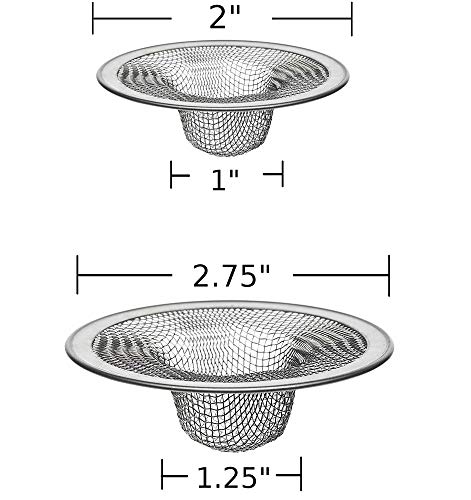 Bathroom Sink Strainer 2 Pack 2.75 & 2 “Inch At The Top I Drain Strainer Hair Catcher for Kitchen I Shower Bathtub Mesh Stainless Steel Stopper I Sink Traps Bathroom & Laundry Sink Drain Basket Filter | The Storepaperoomates Retail Market - Fast Affordable Shopping