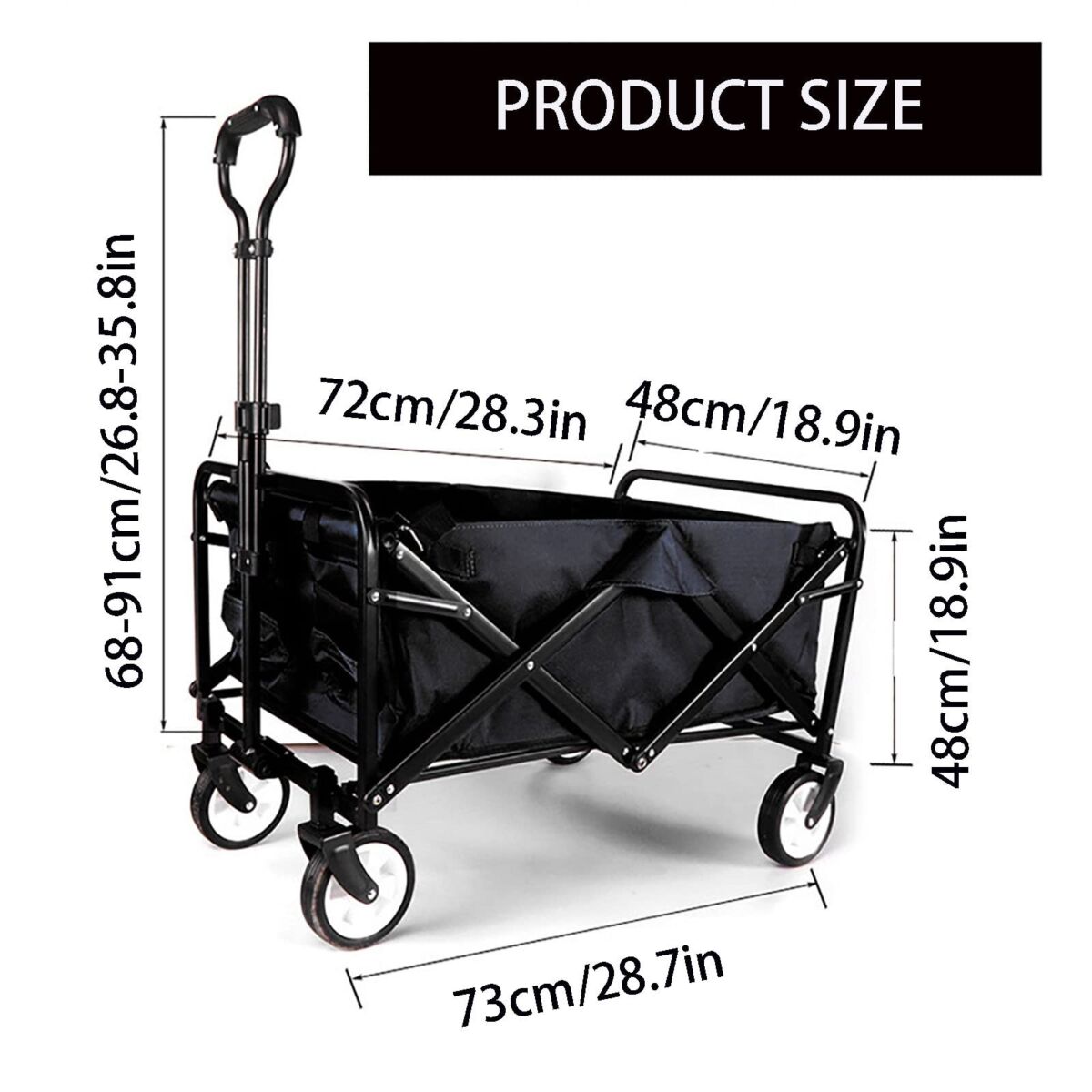 220 lbs Foldable Cart with Wheels, Folding Cart with Wheelswith 8 inches Wheels Telescoping Handle for Outdoor Garden and Beach Use, Black | The Storepaperoomates Retail Market - Fast Affordable Shopping
