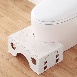 Foldable Toilet Stool, 7 inches Healthy Squatting Posture Poop Stool with Anti-Slip Feet by CHEAGO, Portable Travel Foot Stool for Toilet, Unique Folding Design Compact&Wide footrest (Snow White)