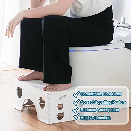 Foldable Toilet Stool, 7 inches Healthy Squatting Posture Poop Stool with Anti-Slip Feet by CHEAGO, Portable Travel Foot Stool for Toilet, Unique Folding Design Compact&Wide footrest (Snow White) | The Storepaperoomates Retail Market - Fast Affordable Shopping