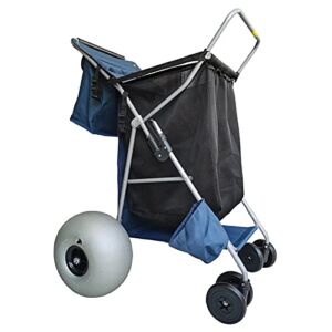 CRESTWALKER Folding Beach Cart for Sand with Large Balloon Wheels ,Heavy Duty Balloon Tires Big Wheels