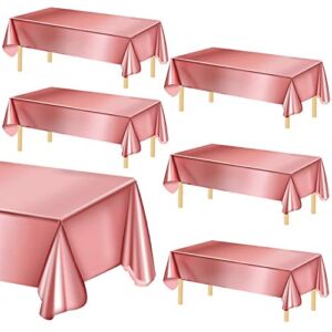 URATOT 6 Pack Rose Gold Foil Tablecloth Table Cover Shiny Tablecloth for Party Wedding, Anniversary, Thanksgiving, Christmas, 40 x 108 Inches