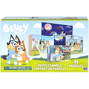 Bluey 11 Puzzle Bundle Set, 8- and 24-Piece Wood, Fuzzy, & Die-Cut Jigsaw Puzzles for Preschoolers and Kids