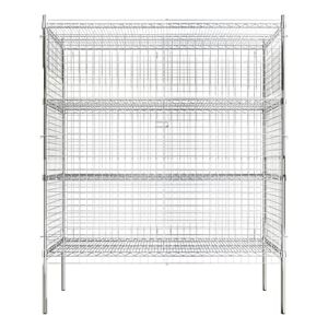 Krollen Industrial NSF Stationary Wire Chrome Security Cage Kit – 24″ x 60″ x 74″ With 4 Shelves