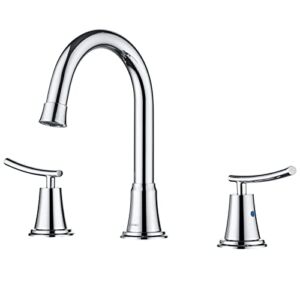 Bathroom Faucet, UERRIC 8 inch Widespread Bathroom Faucets for Sink 3 Hole Chrome, 2 Handle Lead-Free Bathroom Sink Faucet Vanity Lavatory with cUPC Water Supply Hose
