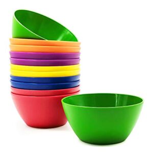 Plastic Bowls set of 12 – Unbreakable and Reusable 6-inch Plastic Cereal/Soup/Salad Bowls Multicolor | Microwave/Dishwasher Safe, BPA Free