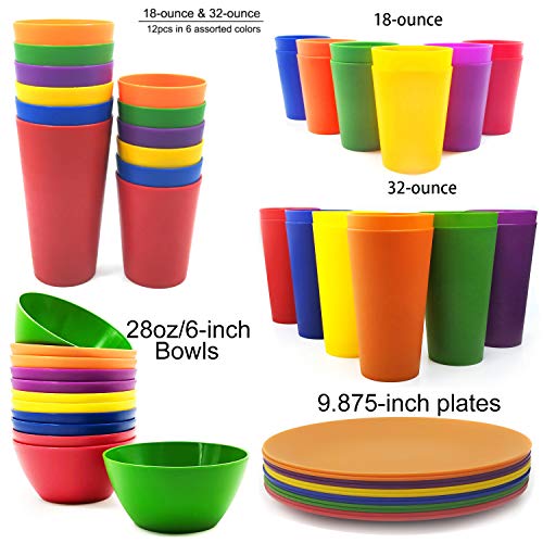 Plastic Bowls set of 12 – Unbreakable and Reusable 6-inch Plastic Cereal/Soup/Salad Bowls Multicolor | Microwave/Dishwasher Safe, BPA Free | The Storepaperoomates Retail Market - Fast Affordable Shopping