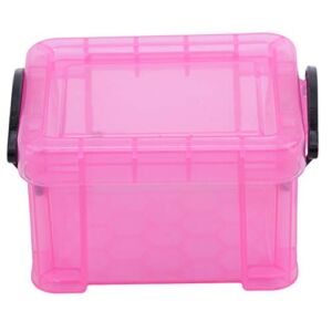 Idiytip Mini Lock Box Candy Color Storage Box Table Earrings Jewelry Organizer Plastic Storage Box Home Organizer,Pink