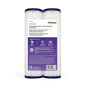 Whirlpool Whole House Water Filter, 30 Micron Pleated Cartridge WHKF-WHPL, Standard Capacity Sediment Filtration Reduces Sand, Soil, Silt & Rust, Protects Dishwasher and Laundry Appliances
