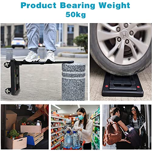Portable Folding Hand Truck,110 Lbs Heavy Duty Luggage Cart with 4 Rotate Wheels, Hand Truck Dolly Foldable, Utility Cart with Adjustable Handle for Luggage Travel Shopping Moving Office Use,Black | The Storepaperoomates Retail Market - Fast Affordable Shopping