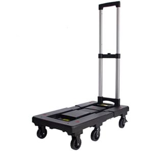 Folding Hand Truck,400 Lbs/180KG Capacity Folding Platform Cart Trolley 6-360° Rotating Wheel for Luggage Travel, Shopping,Moving and Office Use,A