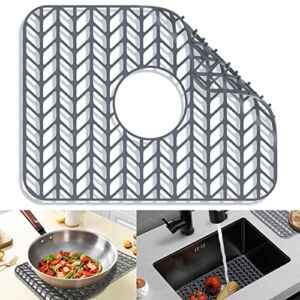Silicone sink mat protectors for Kitchen 16.2”x 12.5”.JOOKKI Kitchen Sink Protector Grid for Farmhouse Stainless Steel accessory with Center Drain
