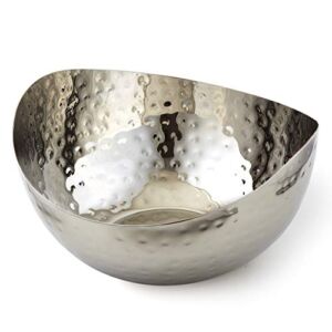 Doma Vita Hammered Stainless Steel Wave Candy Dish/Catch All Bowl (6″x6″), Silver