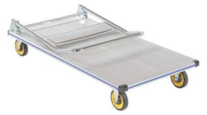 Vestil AFT-48-NM Aluminum Folding Platform Truck with Single Handle and 5″ Non-Marking Polyurethane Casters, 600 lbs Capacity, 48″ Length x 24″ Width x 8-3/8″ Height