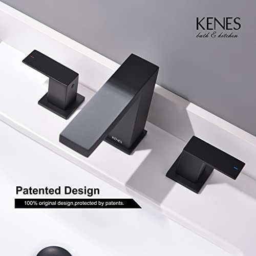 KENES Black Widespread Bathroom Faucet Matte Black 3 Hole Bathroom Sink Faucet 8-Inch, 2 Handle Bathroom Faucet Vanity Faucet with Lead-Free Supply Hose, KE-9050-2 | The Storepaperoomates Retail Market - Fast Affordable Shopping