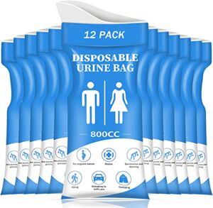 DIBBATU Urine bag,12 PCS 800ML Disposable Urinal Bag for Travel, Emergency Portable Pee Bag and Vomit Bags, Unisex Urinal Bag as Toilet Bag Suitable for Camping, Traffic Jams, Pregnant, Patient, Kids