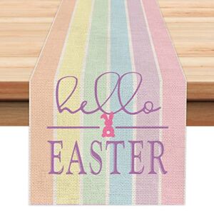 ARKENY Happy Easter Watercolor Table Runner 13×72 Inches Seasonal Spring Decor Holiday Farmhouse Indoor Vintage Theme Gathering Dinner Party Decorations